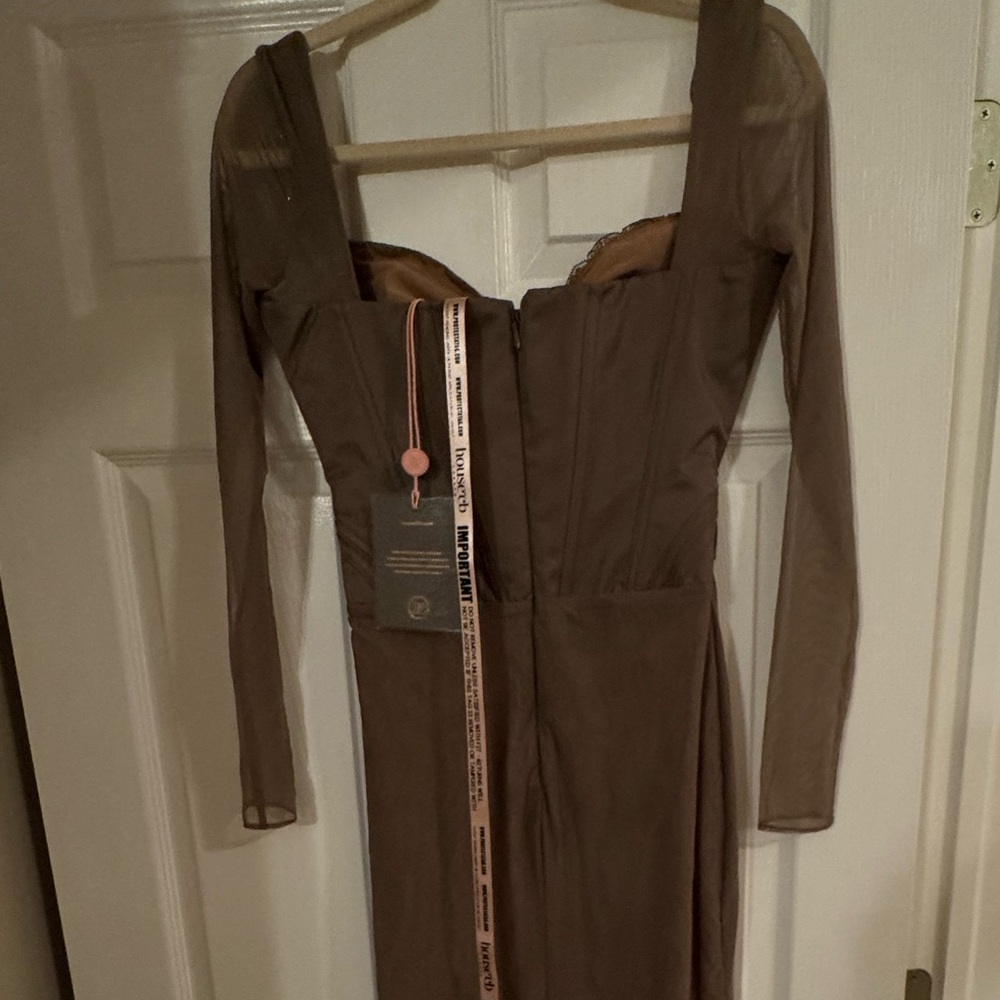 House of CB Mocha Long Sleeve Corset Dress - Picture 10 of 14